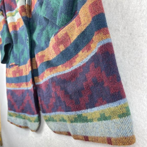 Vintage KATE BROOKE Womens 18 Wool Aztec Southwest Blanket 80s Pockets Blazer - Picture 4 of 12